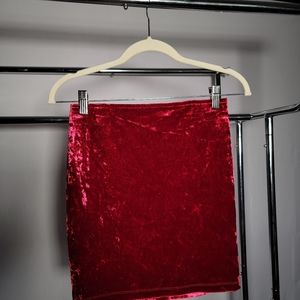 Cute New Years Eve Holiday Mini red velvet fitted Skirt.